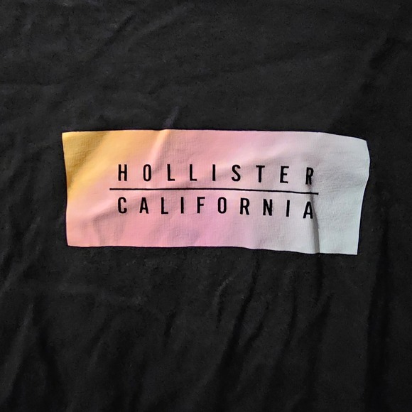 Hollister California Black T Shirt Size L Crew Neck Short Sleeve Cotton Tee - Picture 3 of 6